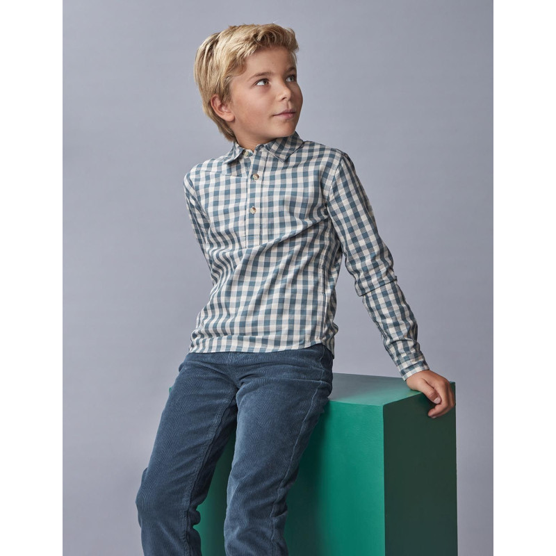 Camisa cuadros tapeta corta verde | Gocco