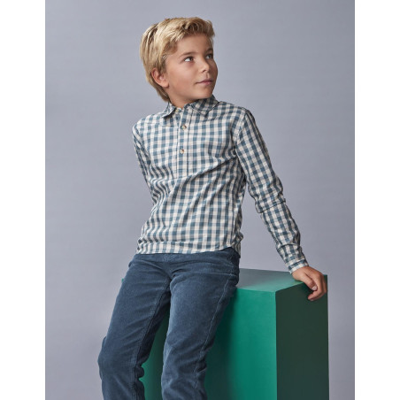 Camisa cuadros tapeta corta verde | Gocco