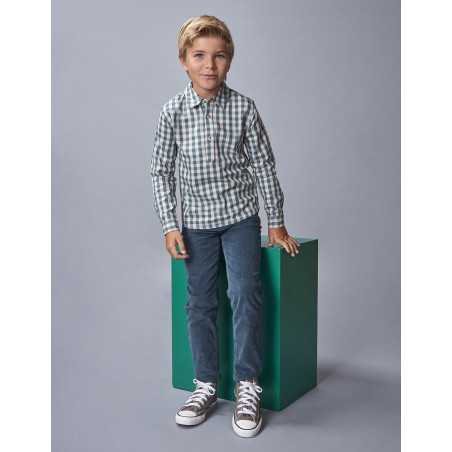 Camisa cuadros tapeta corta verde | Gocco