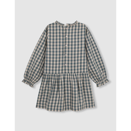 Vestido cuadros con bordado verde | Gocco