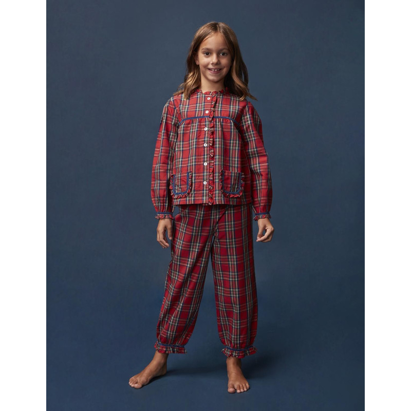 Pijama navidad de cuadro tartan con vivo a contraste rojo