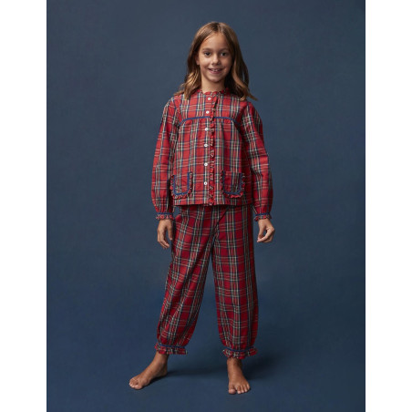 Pijama navidad de cuadro tartan con vivo a contraste rojo