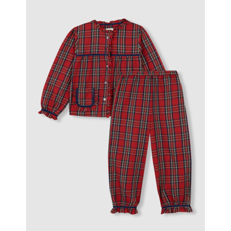 Pijama navidad de cuadro tartan con vivo a contraste rojo