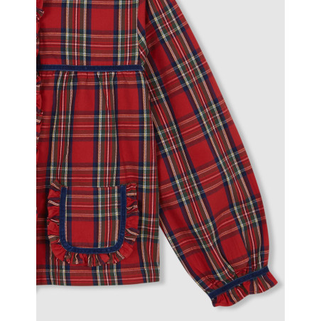 Pijama navidad de cuadro tartan con vivo a contraste rojo