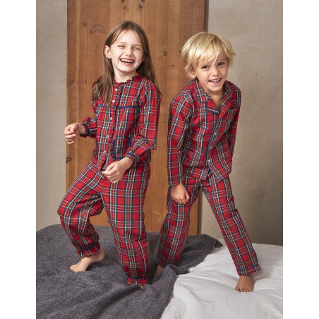 Pijama navidad de cuadro tartan con vivo a contraste rojo