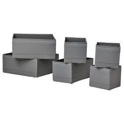SKUBB juego de 6 cajas, gris oscuro - IKEA