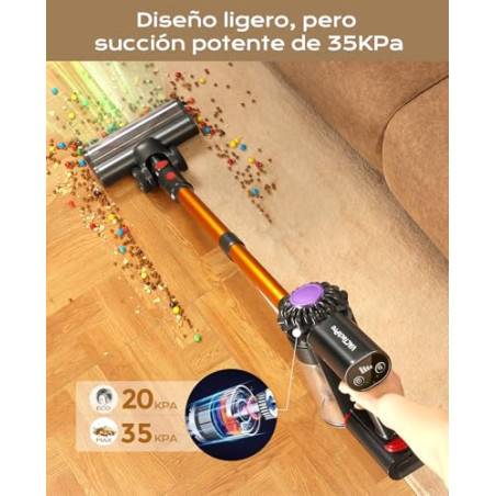 VACTechPro V15 Aspiradora sin Cable,35kPa Aspirador de Mano,6 en 1 Inalámbrica con 35minutos de autonomía y batería extraíbl