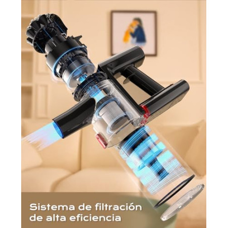 VACTechPro V15 Aspiradora sin Cable,35kPa Aspirador de Mano,6 en 1 Inalámbrica con 35minutos de autonomía y batería extraíbl