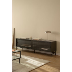 Mueble TV 180x40 cm en acero y cristal Paoline