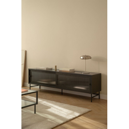 Mueble TV 180x40 cm en acero y cristal Paoline