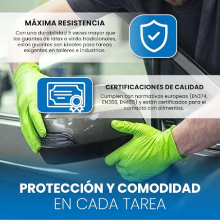 RZ TOOLS Guantes De Nitrilo Desechables Verdes De 100 Uds Guantes De Nitrilo Extra Gruesos Con Textura Diamante | Guantes Para T