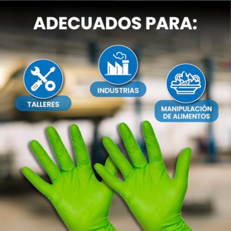 RZ TOOLS Guantes De Nitrilo Desechables Verdes De 100 Uds Guantes De Nitrilo Extra Gruesos Con Textura Diamante | Guantes Para T