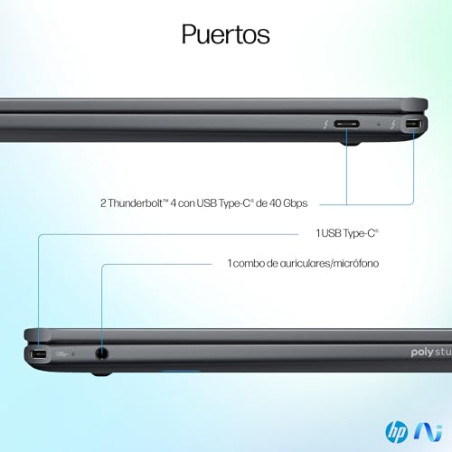 HP OmniBook Ultra Flip 14-fh0002ns - Ordenador Portátil Convertible de 14" OLED 2.8K 120Hz Intel Ultra 7-258V, 32GB RAM, 1 TB,