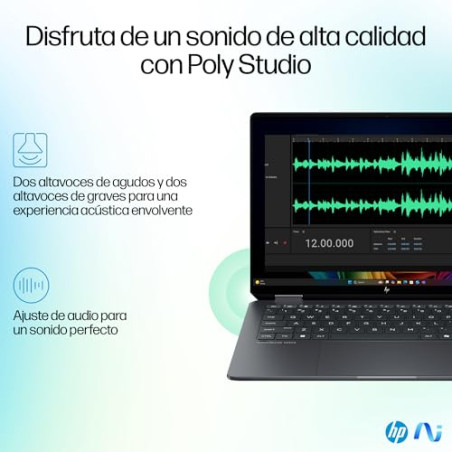 HP OmniBook Ultra Flip 14-fh0002ns - Ordenador Portátil Convertible de 14" OLED 2.8K 120Hz Intel Ultra 7-258V, 32GB RAM, 1 TB,