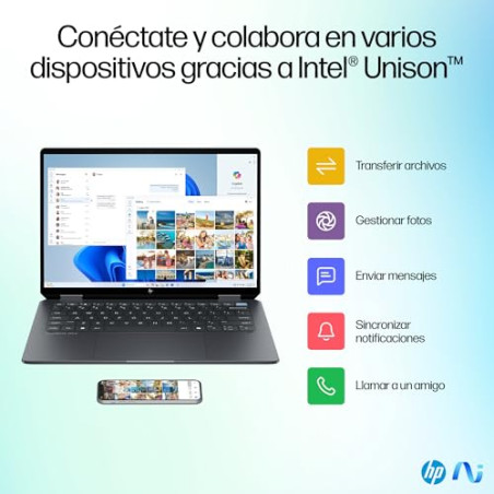 HP OmniBook Ultra Flip 14-fh0002ns - Ordenador Portátil Convertible de 14" OLED 2.8K 120Hz Intel Ultra 7-258V, 32GB RAM, 1 TB,