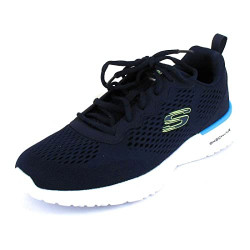 Skechers Skech-Air Dynamight Tuned Up, Zapatillas de Deporte Hombre, Black Engineered Mesh PU Gray Trim, 42 EU