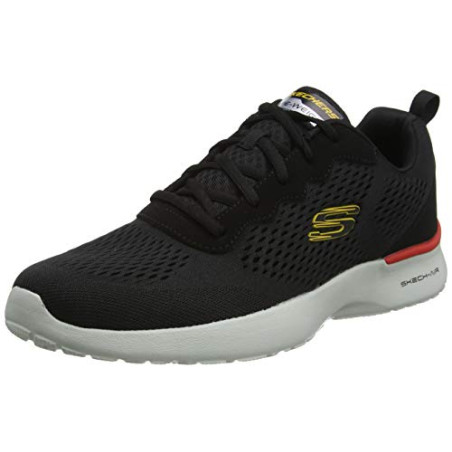 Skechers Skech-Air Dynamight Tuned Up, Zapatillas de Deporte Hombre, Black Engineered Mesh PU Gray Trim, 42 EU