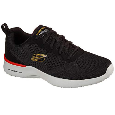 Skechers Skech-Air Dynamight Tuned Up, Zapatillas de Deporte Hombre, Black Engineered Mesh PU Gray Trim, 42 EU