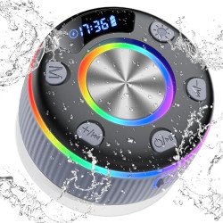 Xuevcn Altavoz Ducha Bluetooth 5.3 con Luces RGB, Altavoz Portatil con Ventosa, 8 Horas Estéreo, IP7 Impermeable Altavoces Blue