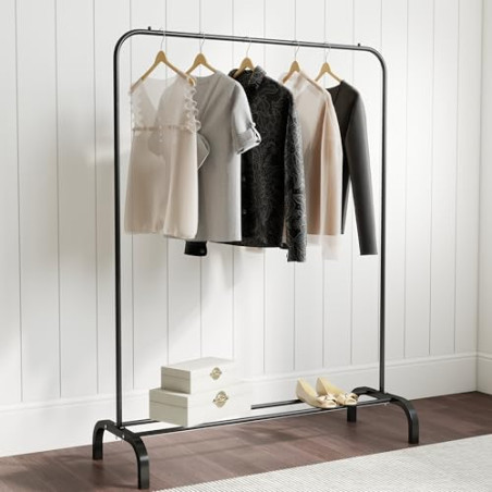 T-LOVENDO.ES Perchero Burro Ropa Resistente, Estable y Estrecho. Sin Ruedas, Con balda Zapatero. Color Negro