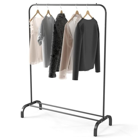 T-LOVENDO.ES Perchero Burro Ropa Resistente, Estable y Estrecho. Sin Ruedas, Con balda Zapatero. Color Negro
