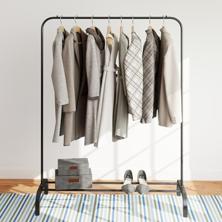 T-LOVENDO.ES Perchero Burro Ropa Resistente, Estable y Estrecho. Sin Ruedas, Con balda Zapatero. Color Negro
