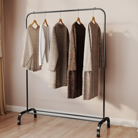 T-LOVENDO.ES Perchero Burro Ropa Resistente, Estable y Estrecho. Sin Ruedas, Con balda Zapatero. Color Negro