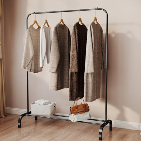 T-LOVENDO.ES Perchero Burro Ropa Resistente, Estable y Estrecho. Sin Ruedas, Con balda Zapatero. Color Negro