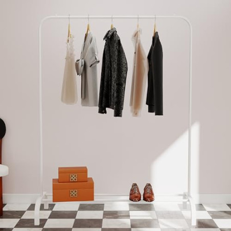 T-LOVENDO.ES Perchero Burro Ropa Resistente, Estable y Estrecho. Sin Ruedas, Con balda Zapatero. Color Blanco.