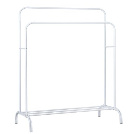 Perchero burro doble de metal con barras para colgar ropa y base inferior para zapatos o cajas | Estructura resistente, diseño 