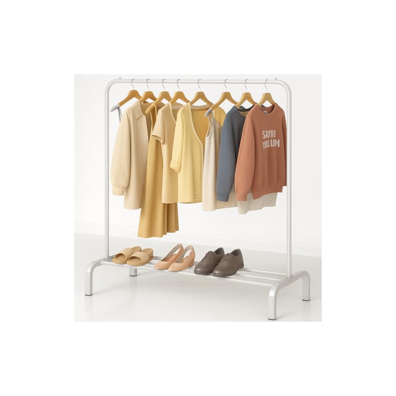 T-LOVENDO.ES Perchero Burro Ropa Resistente | Estable y Estrecho | Sin Ruedas | Con balda Zapatero | Capacidad de carga 30kg | F