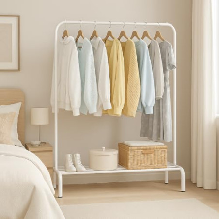 T-LOVENDO.ES Perchero Burro Ropa Resistente | Estable y Estrecho | Sin Ruedas | Con balda Zapatero | Capacidad de carga 30kg | F