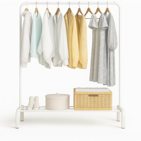T-LOVENDO.ES Perchero Burro Ropa Resistente | Estable y Estrecho | Sin Ruedas | Con balda Zapatero | Capacidad de carga 30kg | F
