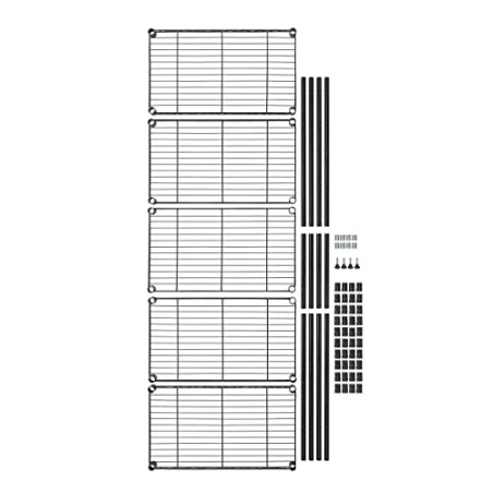 Amazon Basics Unidad de almacenamiento estrecha de 5 baldas con estantes ajustables en altura y patas niveladoras, sin ruedas, N