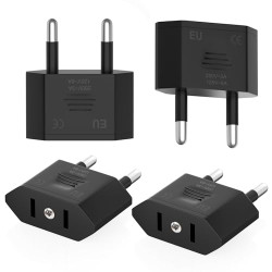 Clomnpe 4 Piezas Adaptador Enchufe Americano a Europeo, Adaptador Enchufe USA a España, Compacto, Fácil de Transportar y Usar,