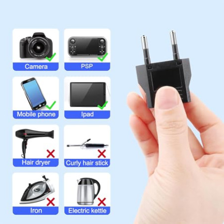 Clomnpe 4 Piezas Adaptador Enchufe Americano a Europeo, Adaptador Enchufe USA a España, Compacto, Fácil de Transportar y Usar,