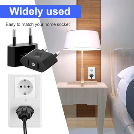 Clomnpe 4 Piezas Adaptador Enchufe Americano a Europeo, Adaptador Enchufe USA a España, Compacto, Fácil de Transportar y Usar,