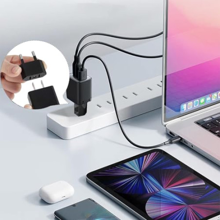 Clomnpe 4 Piezas Adaptador Enchufe Americano a Europeo, Adaptador Enchufe USA a España, Compacto, Fácil de Transportar y Usar,