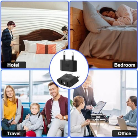 Clomnpe 4 Piezas Adaptador Enchufe Americano a Europeo, Adaptador Enchufe USA a España, Compacto, Fácil de Transportar y Usar,