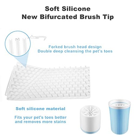Lzansuii Limpiador Pata Perro, Portátil Extraíble Suave Cepillo Cerdas Silicona Limpiador de Patas Taza (con 1 Toalla, 1 Cepil