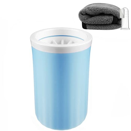 Lzansuii Limpiador Pata Perro, Portátil Extraíble Suave Cepillo Cerdas Silicona Limpiador de Patas Taza (con 1 Toalla, 1 Cepil