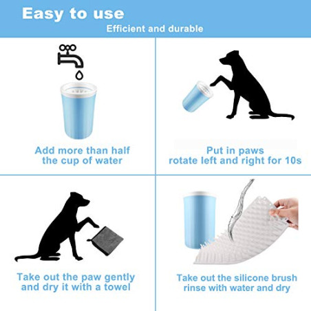 Lzansuii Limpiador Pata Perro, Portátil Extraíble Suave Cepillo Cerdas Silicona Limpiador de Patas Taza (con 1 Toalla, 1 Cepil
