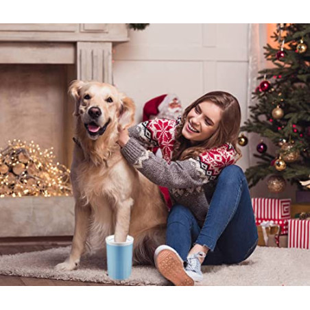 Lzansuii Limpiador Pata Perro, Portátil Extraíble Suave Cepillo Cerdas Silicona Limpiador de Patas Taza (con 1 Toalla, 1 Cepil