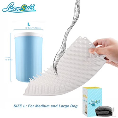 Lzansuii Limpiador Pata Perro, Portátil Extraíble Suave Cepillo Cerdas Silicona Limpiador de Patas Taza (con 1 Toalla, 1 Cepil