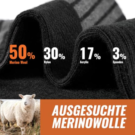 inaWarm Calcetines de merino para hombre y mujer, 3 pares, cálidos calcetines de lana, calcetines térmicos transpirables, calc