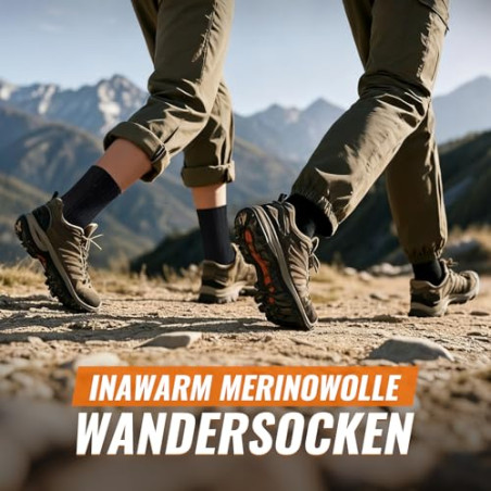 inaWarm Calcetines de merino para hombre y mujer, 3 pares, cálidos calcetines de lana, calcetines térmicos transpirables, calc