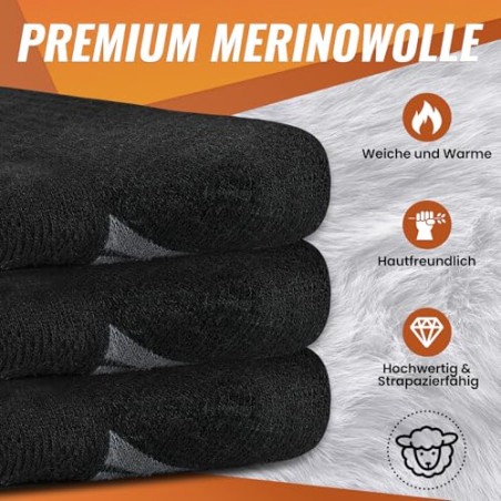 inaWarm Calcetines de merino para hombre y mujer, 3 pares, cálidos calcetines de lana, calcetines térmicos transpirables, calc