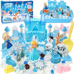 Vamei Arena Mágica y Cinética, Frozen Arena Caja con 900g Magic Sand Elsa Frozen Juguetes Castillo Frozen Muñeco de Nieve Jug