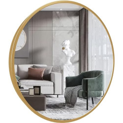 Marctani Espejo Redondo con Marco de Metal - Espejos Decorativos de Pared Elegante y Moderno - Espejo Entrada Recibidor - Ideal 