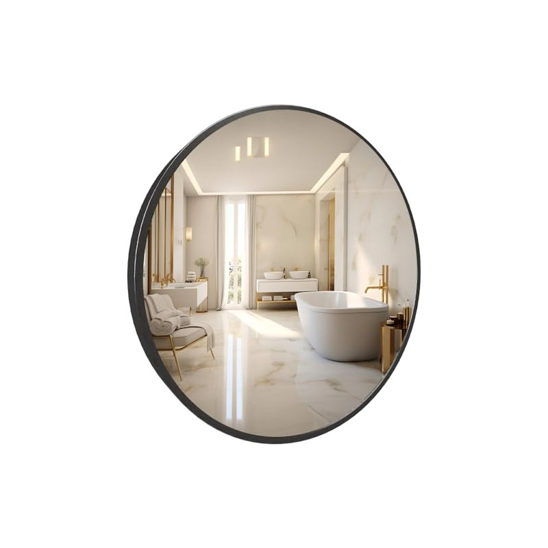 Marctani Espejo Redondo con Marco de Metal - Espejos Decorativos de Pared Elegante y Moderno - Espejo Entrada Recibidor - Ideal 